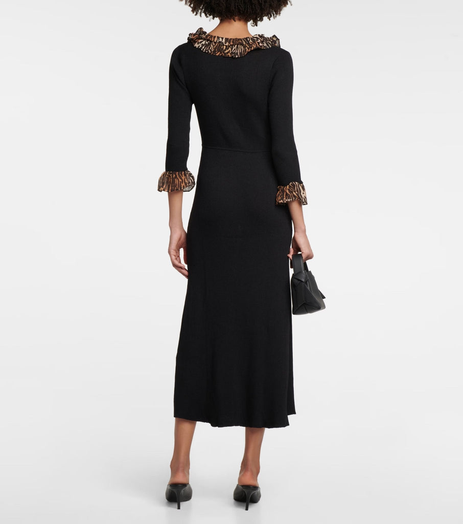 RENT Rixo Mika ruffled ribbed - knit midi dress (RRP £285) - Rent Now from One Hit Wonders