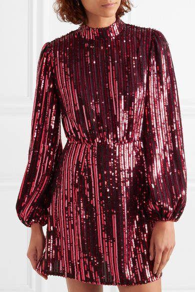 Rent RENT Rixo Red Sequin Bell Sleeve Mini (RRP £295) – designer dress hire in UK sizes 8–16 from One Hit Wonders