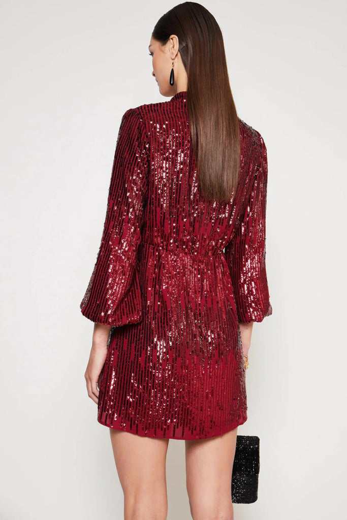 Rent RENT Rixo Samantha Sequin Stripe Mini (RRP £295) – designer dress hire in UK sizes 8–16 from One Hit Wonders
