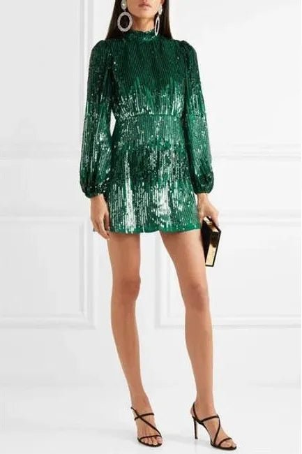 Rent RENT Rixo Samantha Sequin Stripe Mini (RRP £295) – designer dress hire in UK sizes 8–16 from One Hit Wonders
