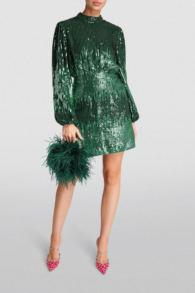 Rent RENT Rixo Samantha Sequin Stripe Mini (RRP £295) – designer dress hire in UK sizes 8–16 from One Hit Wonders