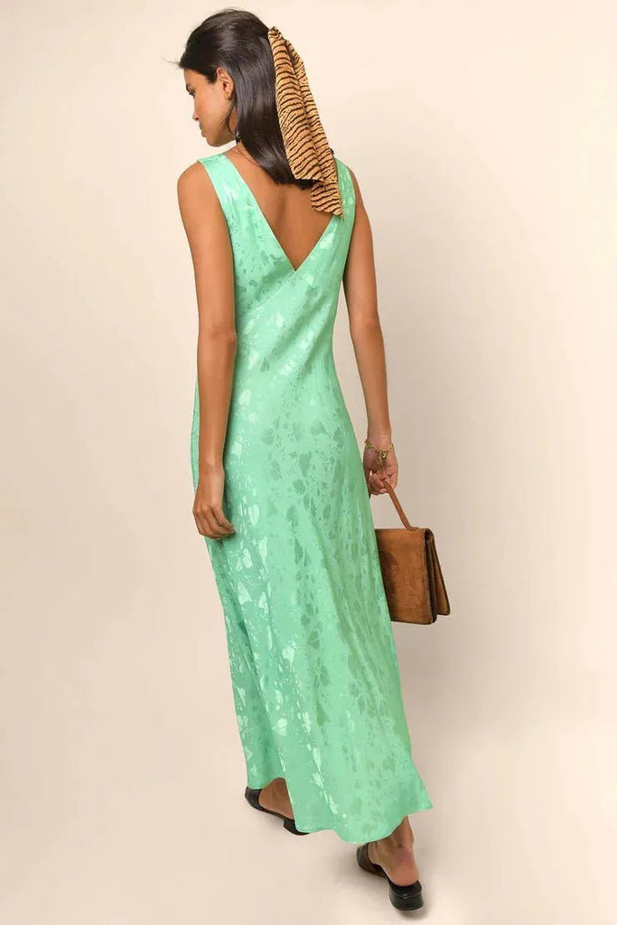 Rent RENT Rixo - Sandrine Green Leaf (RRP £235) – designer dress hire in UK sizes 8–16 from One Hit Wonders