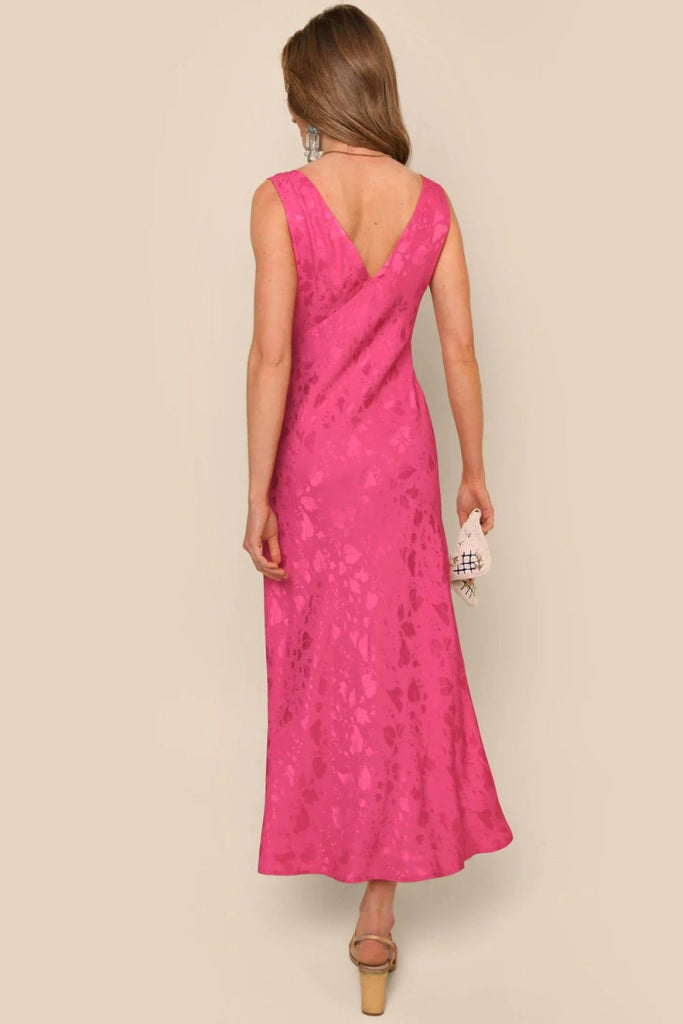 Rent RENT Rixo Sandrine Leaf Pink (RRP £235) – designer dress hire in UK sizes 8–16 from One Hit Wonders