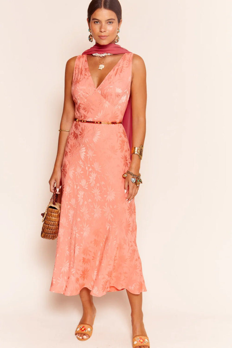 RENT Rixo Sandrine Midi Dress - Coral (RRP 235) | One Hit Wonders RENT Rixo Sandrine Midi Dress - Coral (RRP 235) | One Hit Wonders