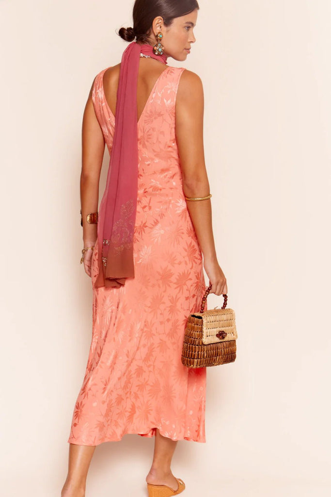 Rent RENT Rixo Sandrine Midi Dress - Coral (RRP £235) – designer dress hire in UK sizes 8–16 from One Hit Wonders