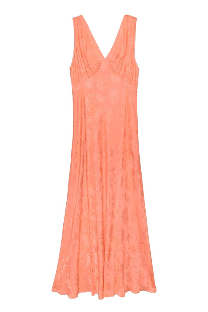 Rent RENT Rixo Sandrine Midi Dress - Coral (RRP £235) – designer dress hire in UK sizes 8–16 from One Hit Wonders