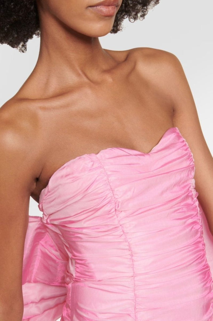 Rent RENT Rotate Birger Christensen Bow - embellished satin minidress (RRP £330) – designer dress hire in UK sizes 8–16 from One Hit Wonders