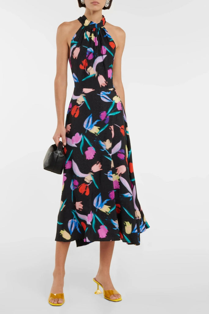 Rent RENT Rotate Birger Christensen Frederikke floral - print jacquard midi dress (RRP £310) – designer dress hire in UK sizes 8–16 from One Hit Wonders