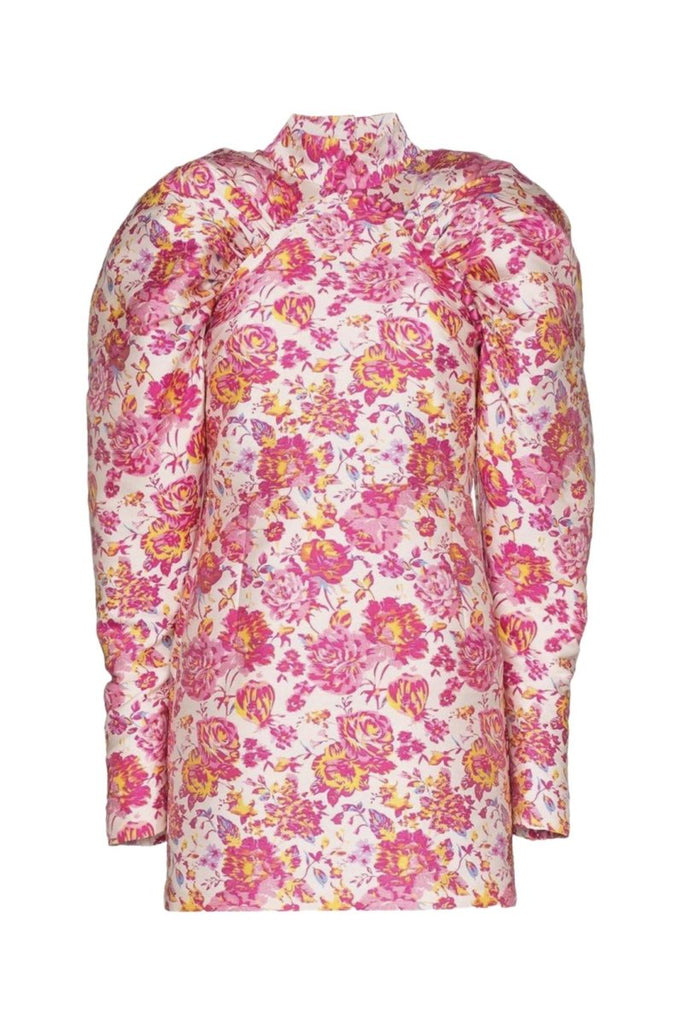 Rent RENT Rotate Pink Puff Sleeve Floral Mini (RRP £295) – designer dress hire in UK sizes 8–16 from One Hit Wonders