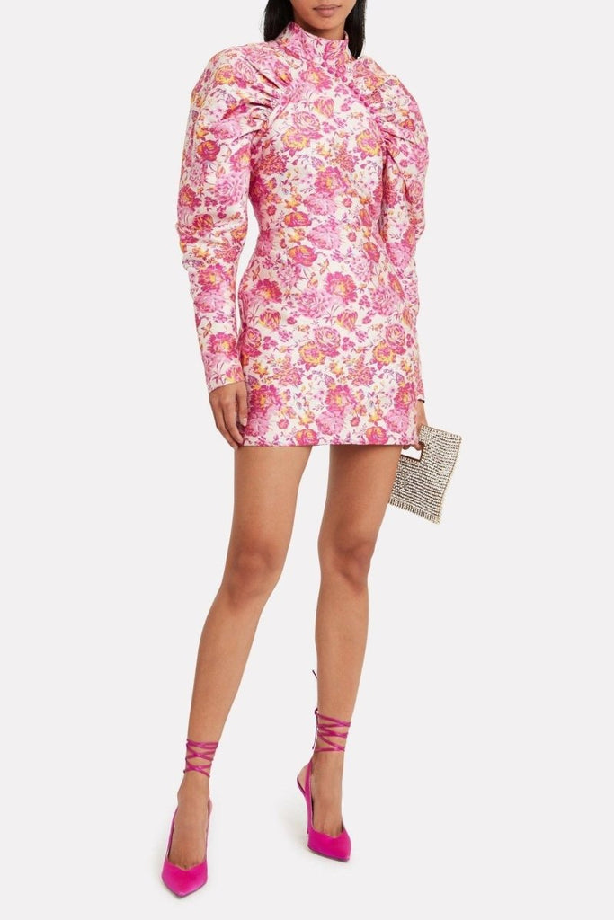 Rent RENT Rotate Pink Puff Sleeve Floral Mini (RRP £295) – designer dress hire in UK sizes 8–16 from One Hit Wonders