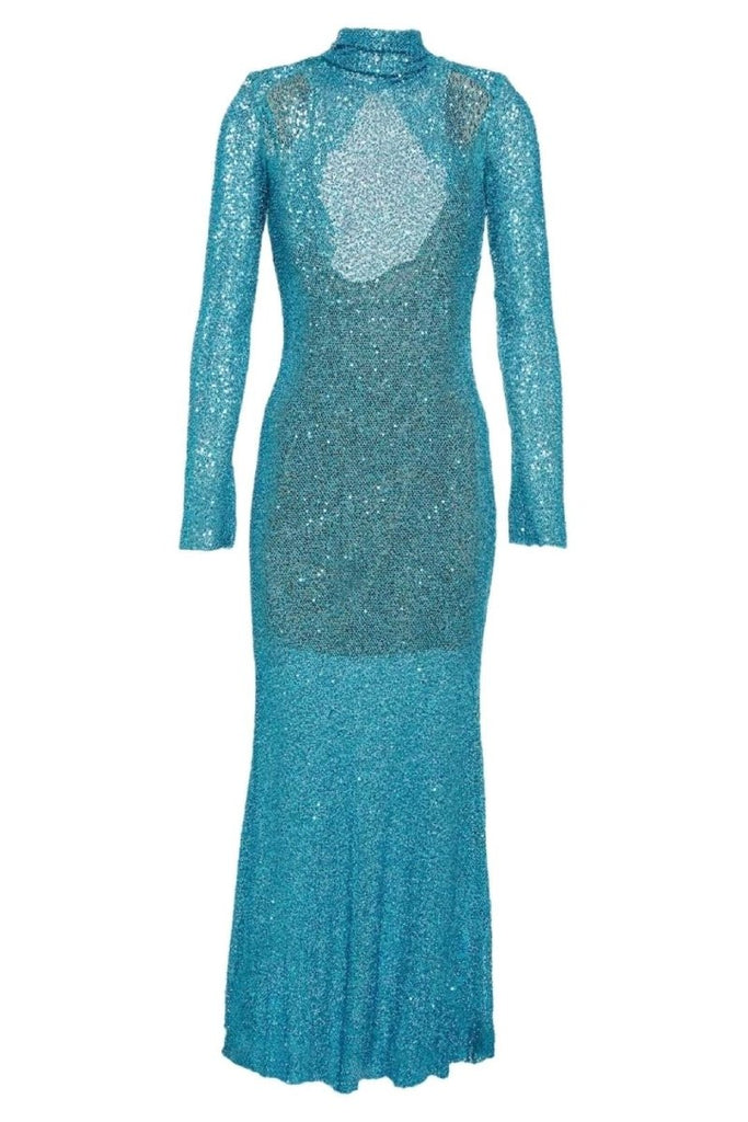 Rent RENT Self Portrait Backless sequinned - mesh maxi dress (RRP £520) – designer dress hire in UK sizes 8–16 from One Hit Wonders