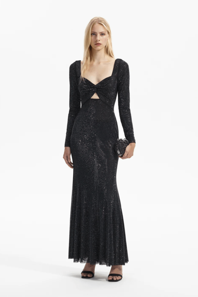 self portrait black rhinestone mesh midi dress Black Rhinestone Mesh Midi Dress self-portrait-US