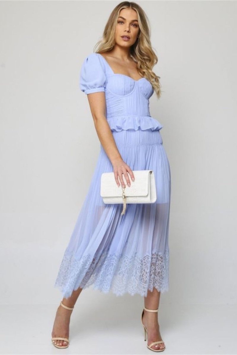 RENT Self Portrait Blue Chiffon Midi Dress (RRP 350) | OHW One Hit Wonders RENT Self Portrait Blue Chiffon Midi Dress (RRP 350) | OHW One Hit Wonders