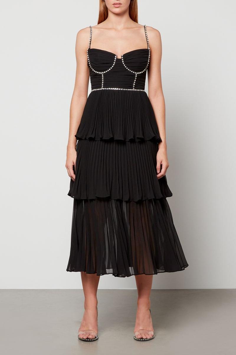 RENT Self Portrait Chiffon Tiered Midi Dress (RRP £380)