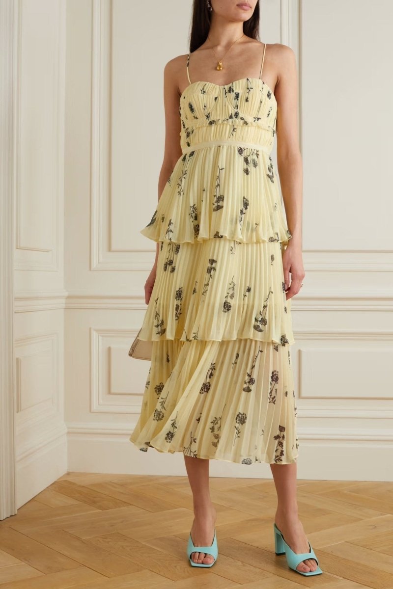 RENT Self Portrait Floral Silhouette Chiffon Tiered Midi Dress (RRP 350) RENT Self Portrait Floral Silhouette Chiffon Tiered Midi Dress (RRP 350)
