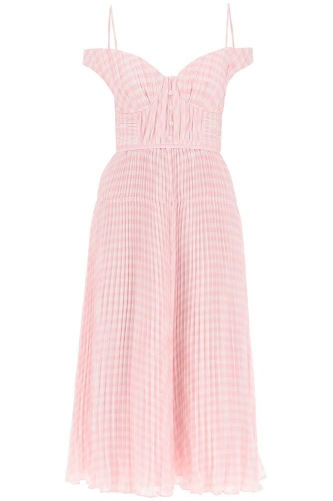 Rent RENT Self Portrait Gingham Chiffon Midi Dress (RRP £340) – designer dress hire in UK sizes 8–16 from One Hit Wonders