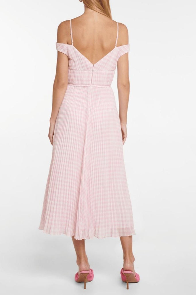 Rent RENT Self Portrait Gingham Chiffon Midi Dress (RRP £340) – designer dress hire in UK sizes 8–16 from One Hit Wonders