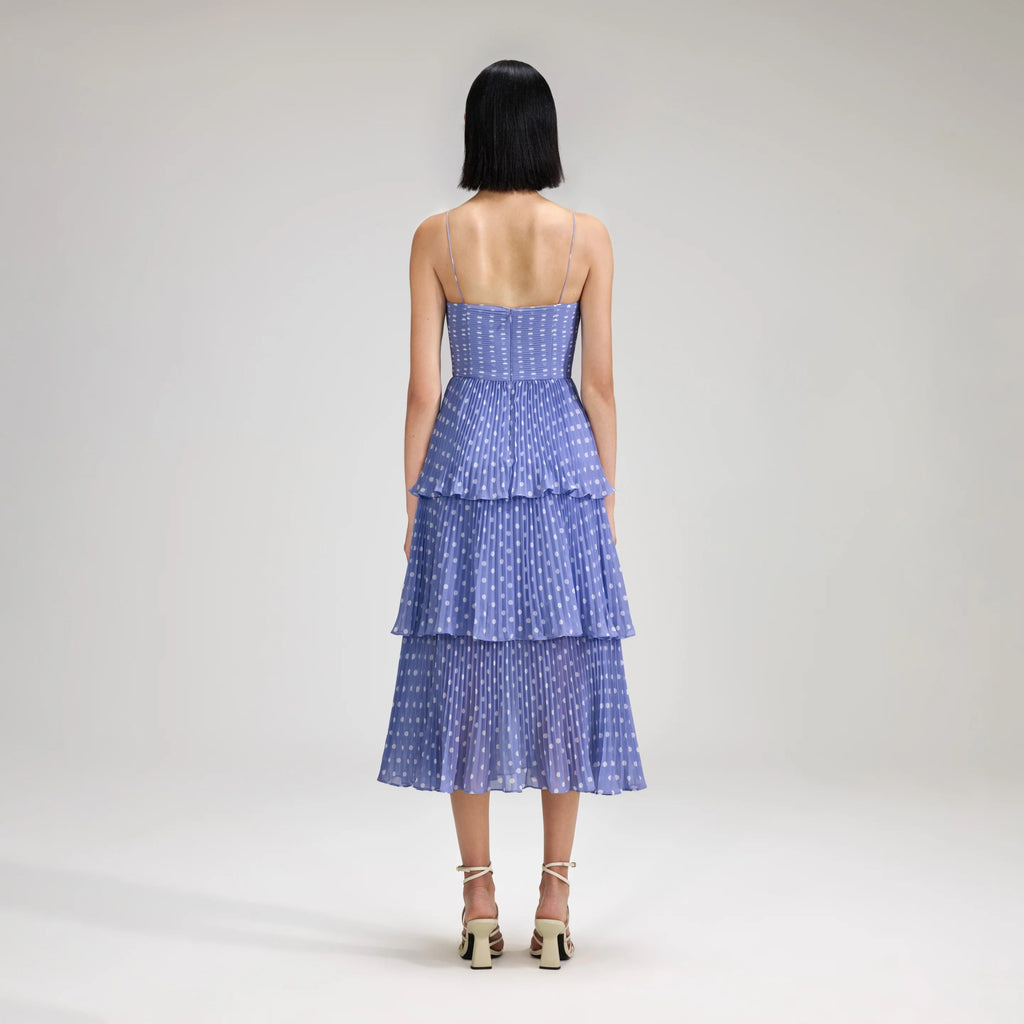 RENT Self Portrait Lilac Polka Dot Tiered Chiffon Midi Dress (RRP £370) - Rent Now from One Hit Wonders