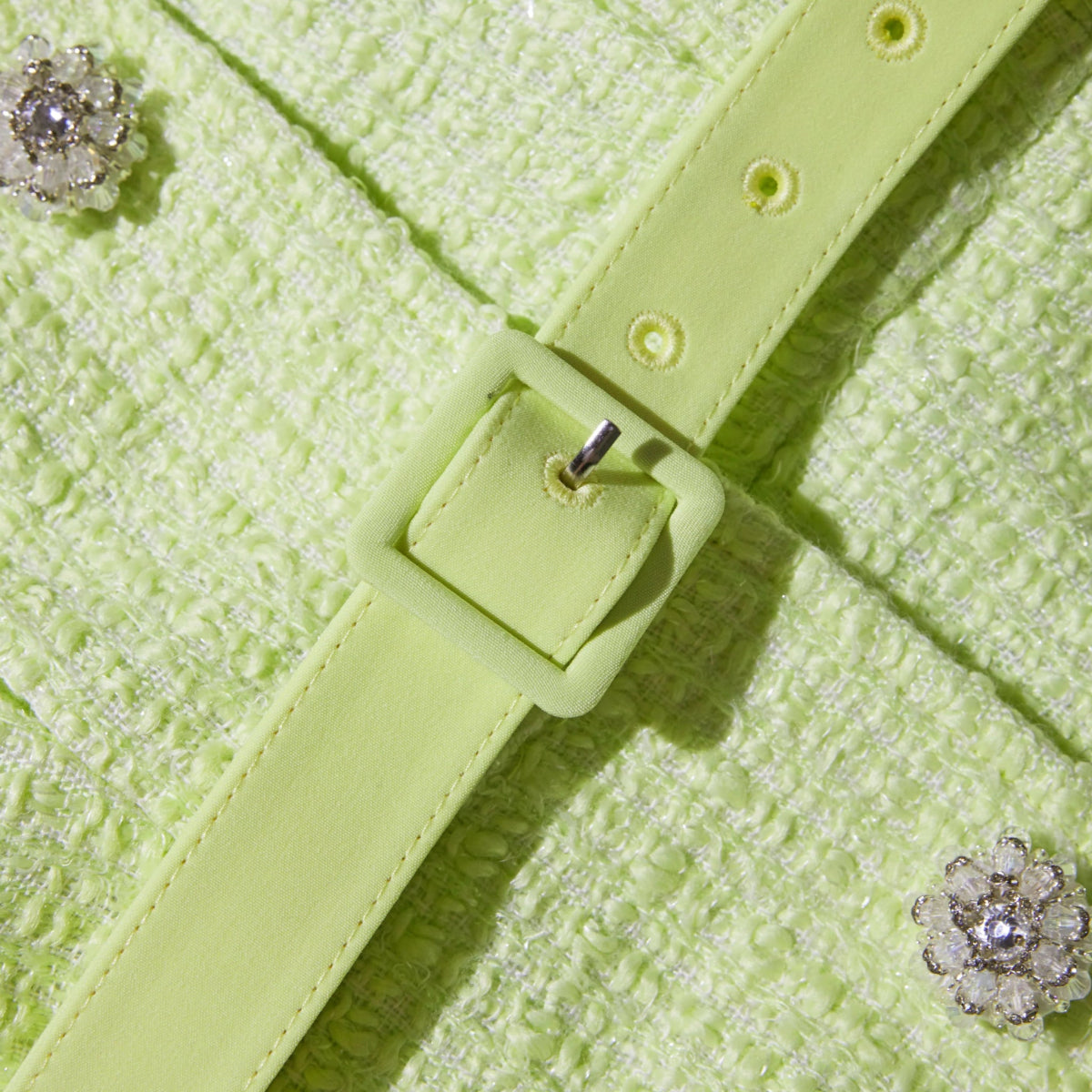RENT Self Portrait Lime Boucle Chiffon Midi Dress (RRP 420) | One Hit Wonders RENT Self Portrait Lime Boucle Chiffon Midi Dress (RRP 420) | One Hit Wonders