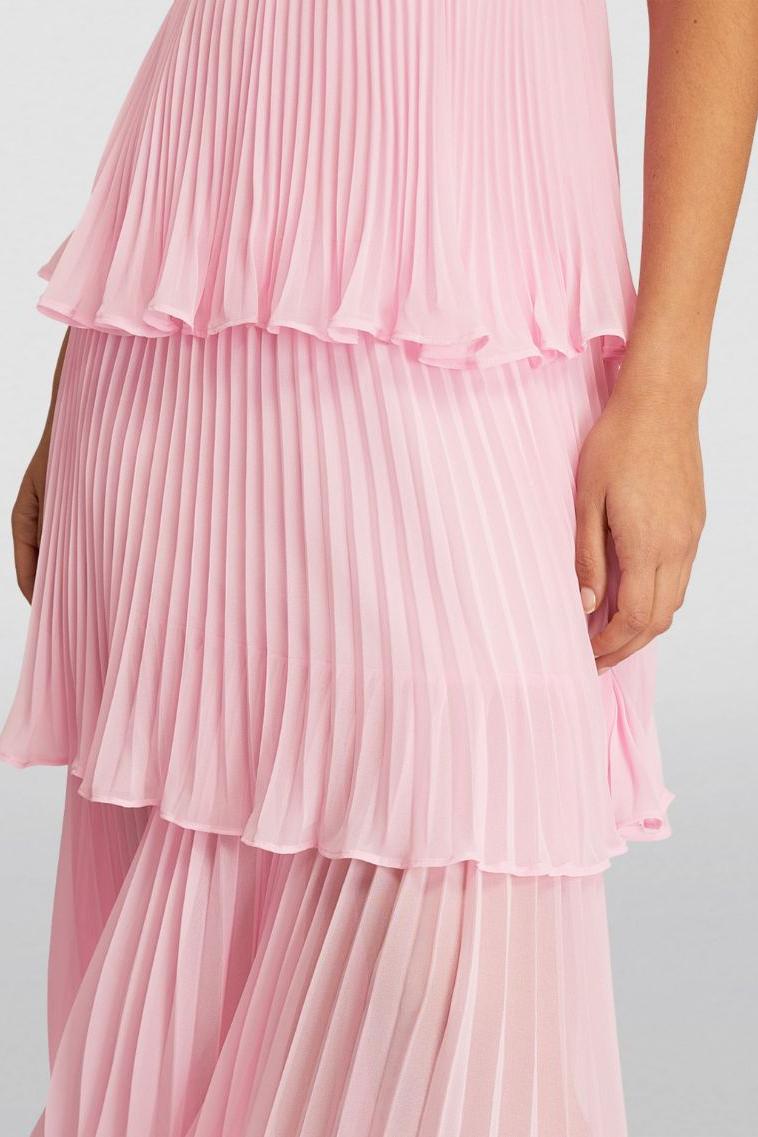 RENT Self Portrait Pink Chiffon Tiered Midi Dress (RRP 380) RENT Self Portrait Pink Chiffon Tiered Midi Dress (RRP 380)