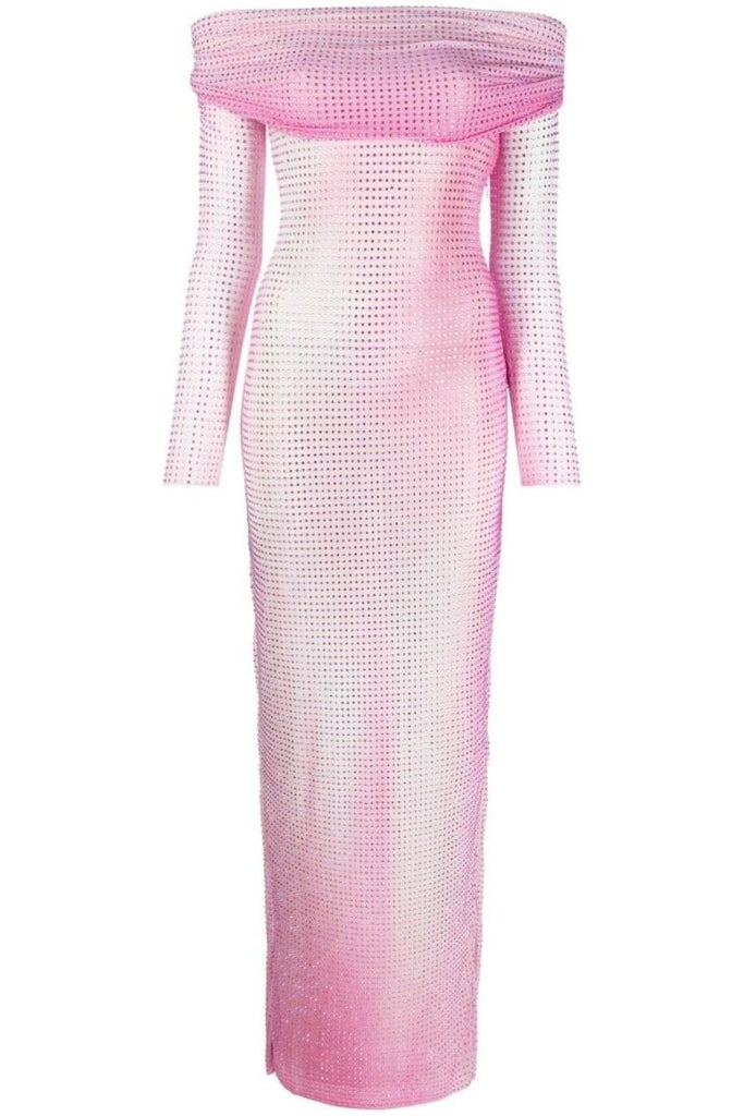 Rent RENT Self Portrait Pink Contour Print Maxi Dress (RRP £550) – designer dress hire in UK sizes 8–16 from One Hit Wonders