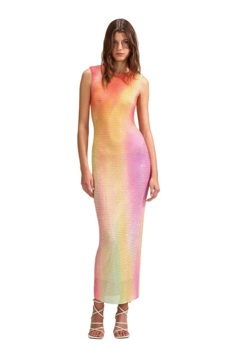 RENT Self Portrait Printed Mesh Rhinestone Midi Dress (RRP 450) no RENT Self Portrait Printed Mesh Rhinestone Midi Dress (RRP 450) no