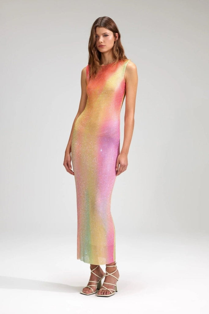 Rent RENT Self Portrait Printed Mesh Rhinestone Midi Dress (RRP £450) no – designer dress hire in UK sizes 8–16 from One Hit Wonders