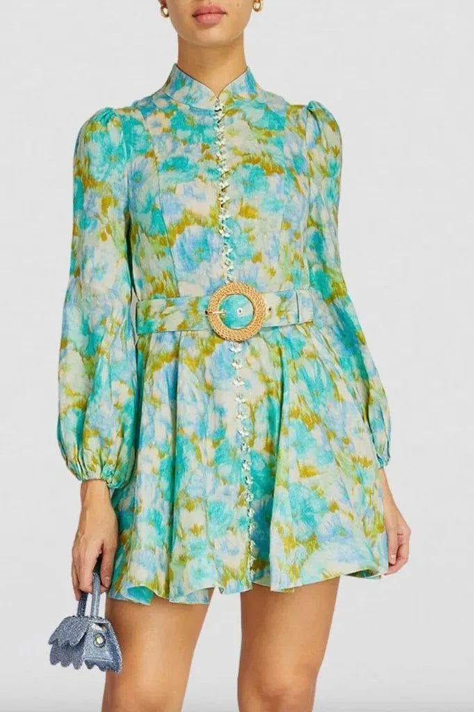Rent RENT Zimmermann High Tide Buttoned Mini Dress (RRP £775) – designer dress hire in UK sizes 8–16 from One Hit Wonders