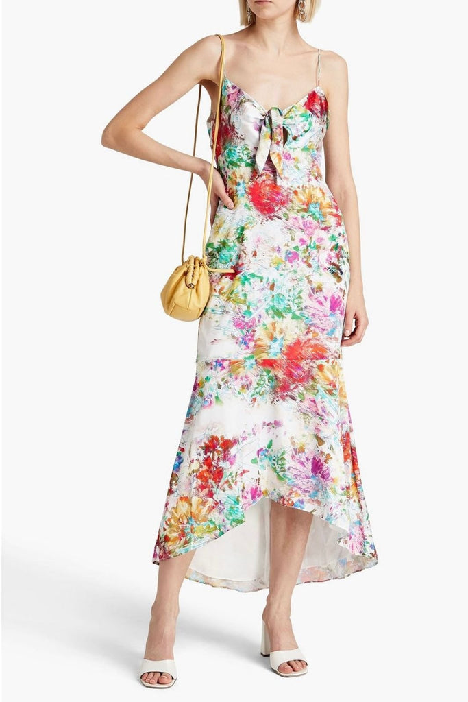 RENT Aidan Mattox Asymmetric Printed Satin Midi Dress (RRP £215) - Rent Now from One Hit Wonders