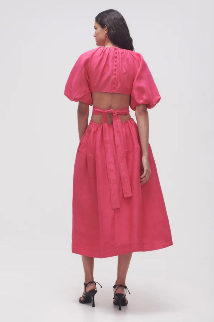 RENT Aje Hot Pink Mimosa Cutout Midi Dress (RRP £488) - Rent Now from One Hit Wonders