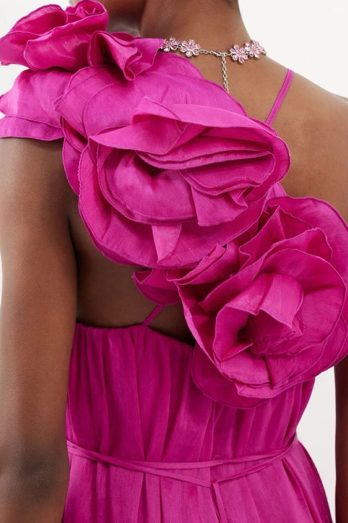 RENT Aje Quintessa floral-appliqué linen-blend midi dress (RRP £380) - Rent Now from One Hit Wonders