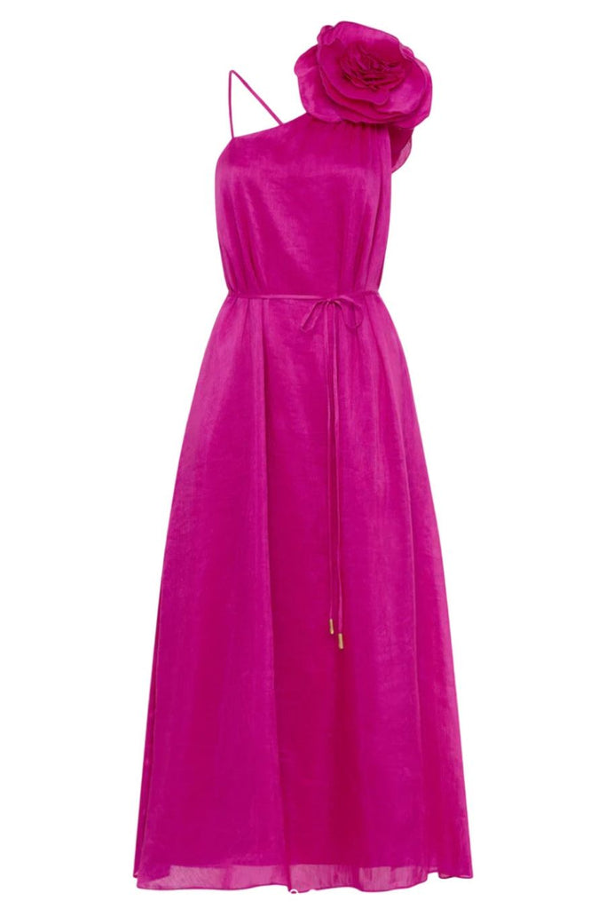 RENT Aje Quintessa floral-appliqué linen-blend midi dress (RRP £380) - Rent Now from One Hit Wonders