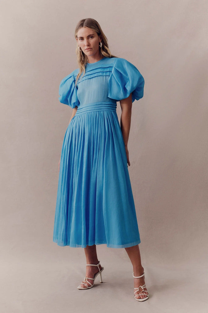 RENT Aje Sylvie pintucked linen-blend voile midi dress (RRP £445) - Rent Now from One Hit Wonders