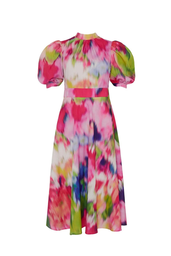RENT Coast Blurred Floral Puff Sleeve Cutout Back Midi Dress (RRP £99) - Rent Now from One Hit Wonders