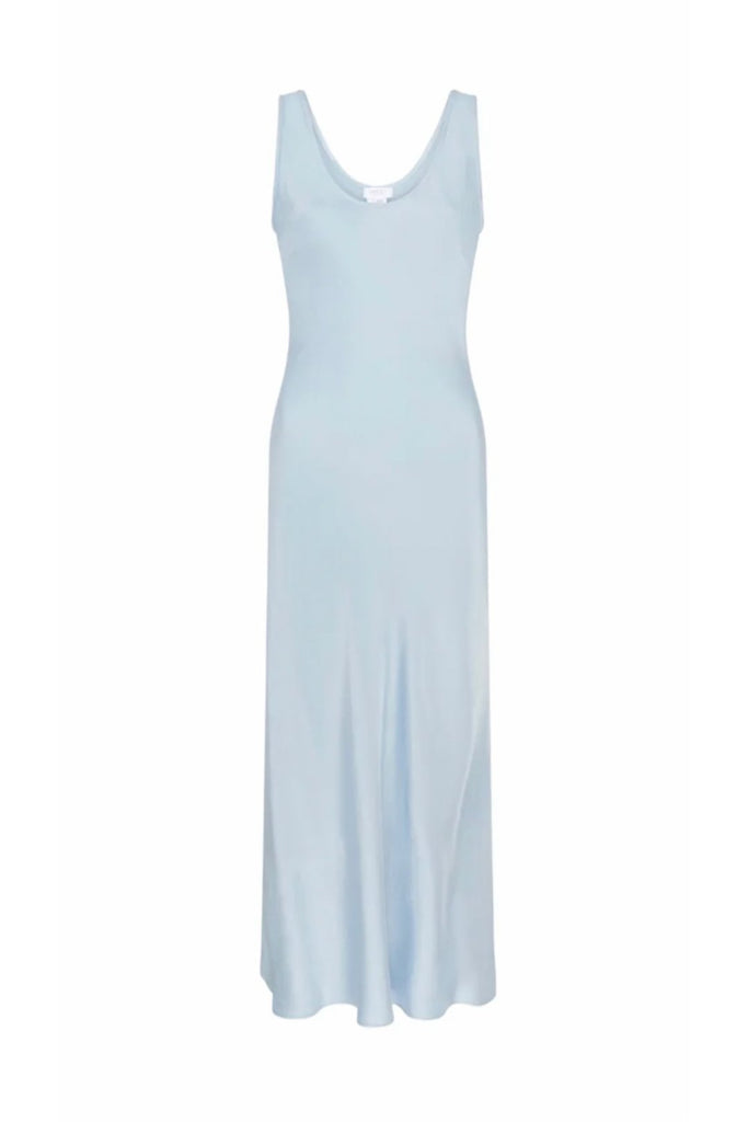 RENT Ghost Chambray Blue Satin Slip Midi Dress (RRP £129) - Rent Now from One Hit Wonders
