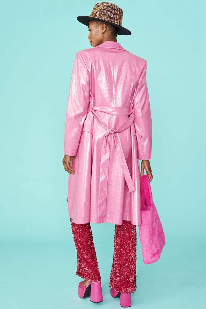 RENT Jayley Pink Eco Leather Trench Coat (RRP £180) - Rent Now from One Hit Wonders