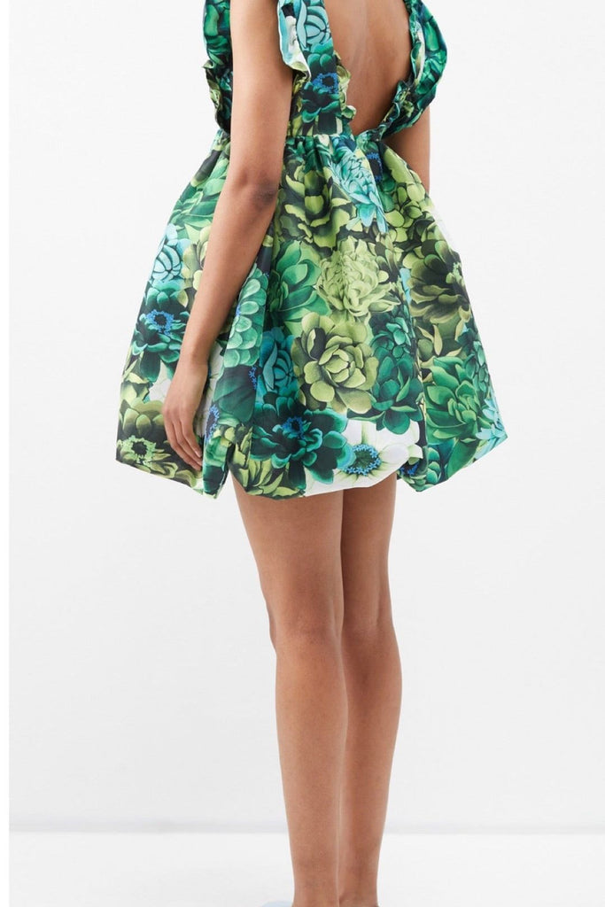 RENT Kika Vargas Green Caroline dahlia-print taffeta mini dress (RRP £585) - Rent Now from One Hit Wonders