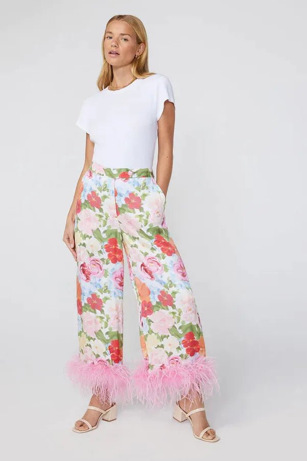 RENT Kitri Apollo Painted Floral Feather Trousers (RRP £145) - Rent Now from One Hit Wonders