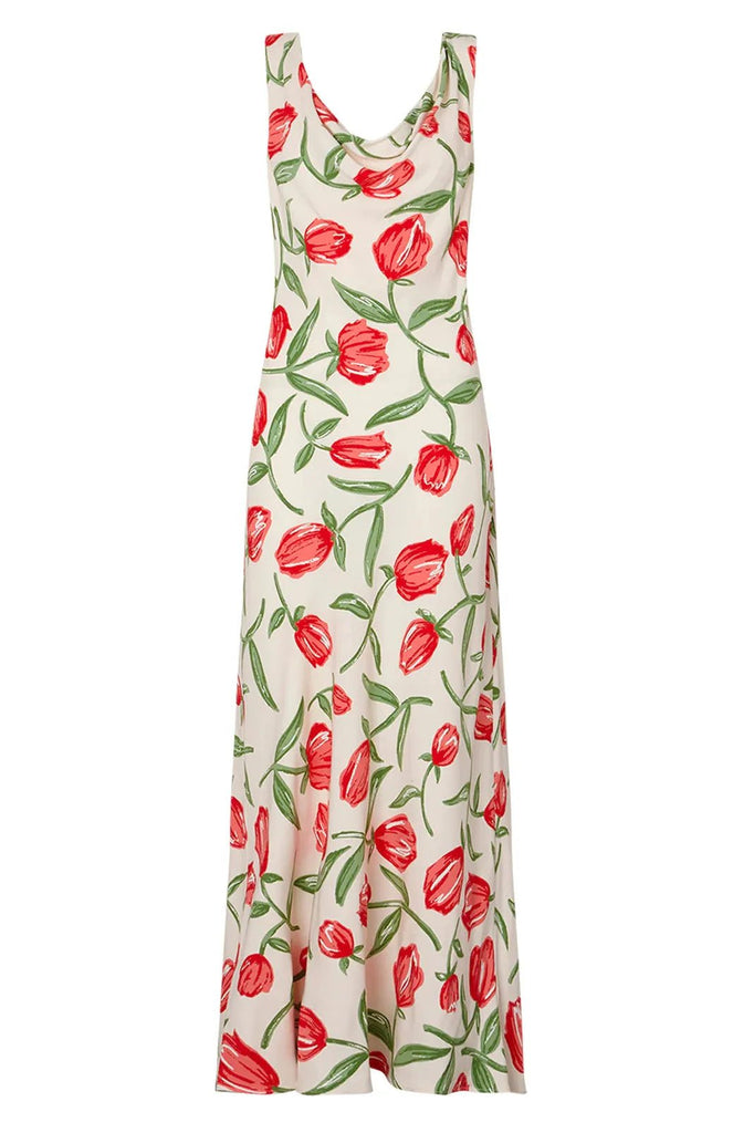 RENT Kitri Araminta Ivory Tulip Print Midi Dress (RRP £195) - Rent Now from One Hit Wonders