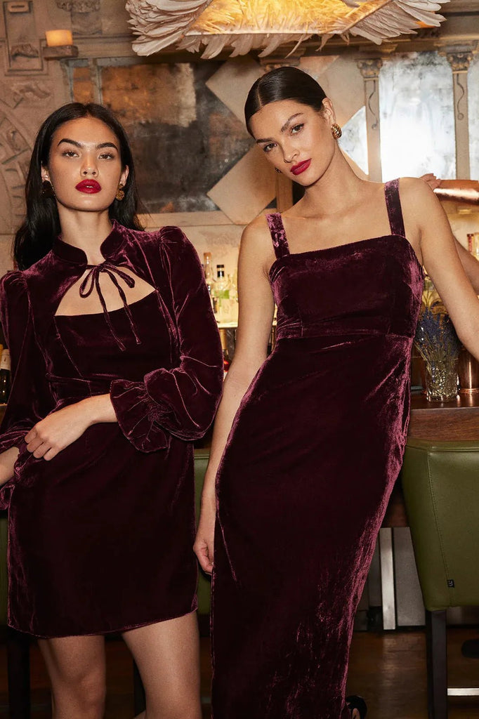 RENT Kitri Aretha Burgundy Velvet Dress (RRP £165) - Rent Now from One Hit Wonders