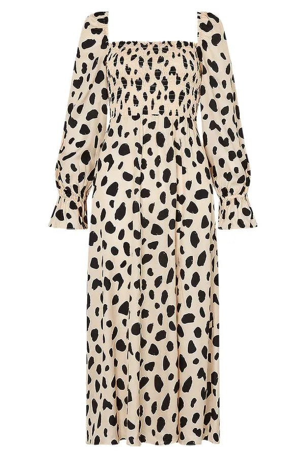 RENT Kitri Jolene Animal Spot Shirred Dress (RRP £165) - Rent Now from One Hit Wonders