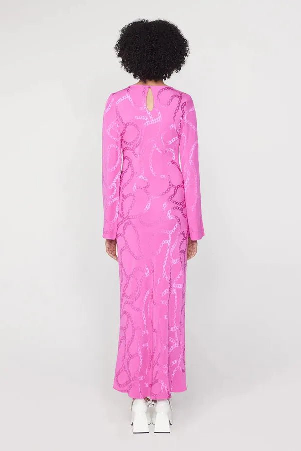 RENT Kitri Keira Pink Chain Jacquard Maxi Dress (RRP £180) - Rent Now from One Hit Wonders