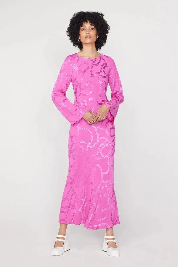 RENT Kitri Keira Pink Chain Jacquard Maxi Dress (RRP £180) - Rent Now from One Hit Wonders