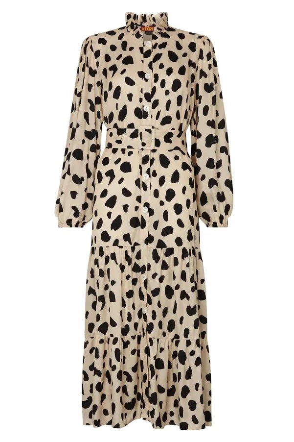 RENT Kitri Lori Animal Spot Shirred Dress (RRP £165) - Rent Now from One Hit Wonders