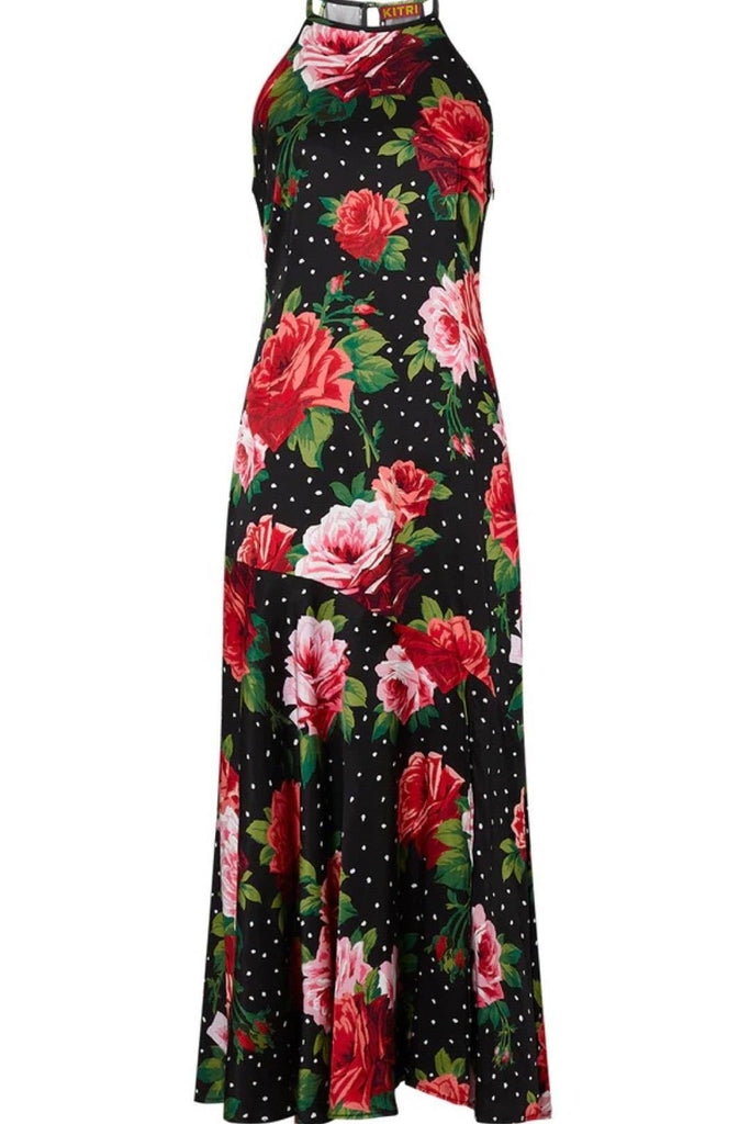 RENT Kitri Lucia Red Painted Rose Halter Dress (RRP £170) - Rent Now from One Hit Wonders