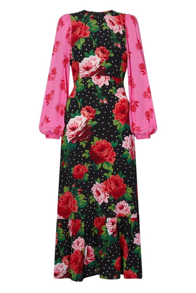 RENT Kitri Samara Rose Mixed Print Midi Dress (RRP £180) - Rent Now from One Hit Wonders