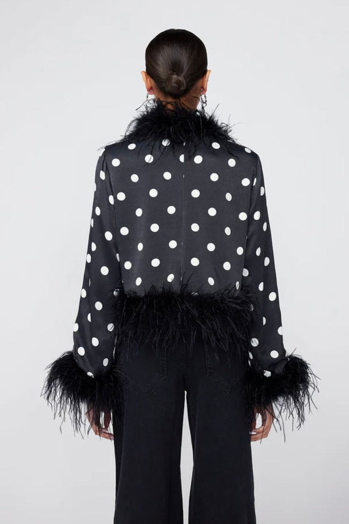 RENT Mariah Black Polka Dot Feather Jacket (RRP £185) - Rent Now from One Hit Wonders