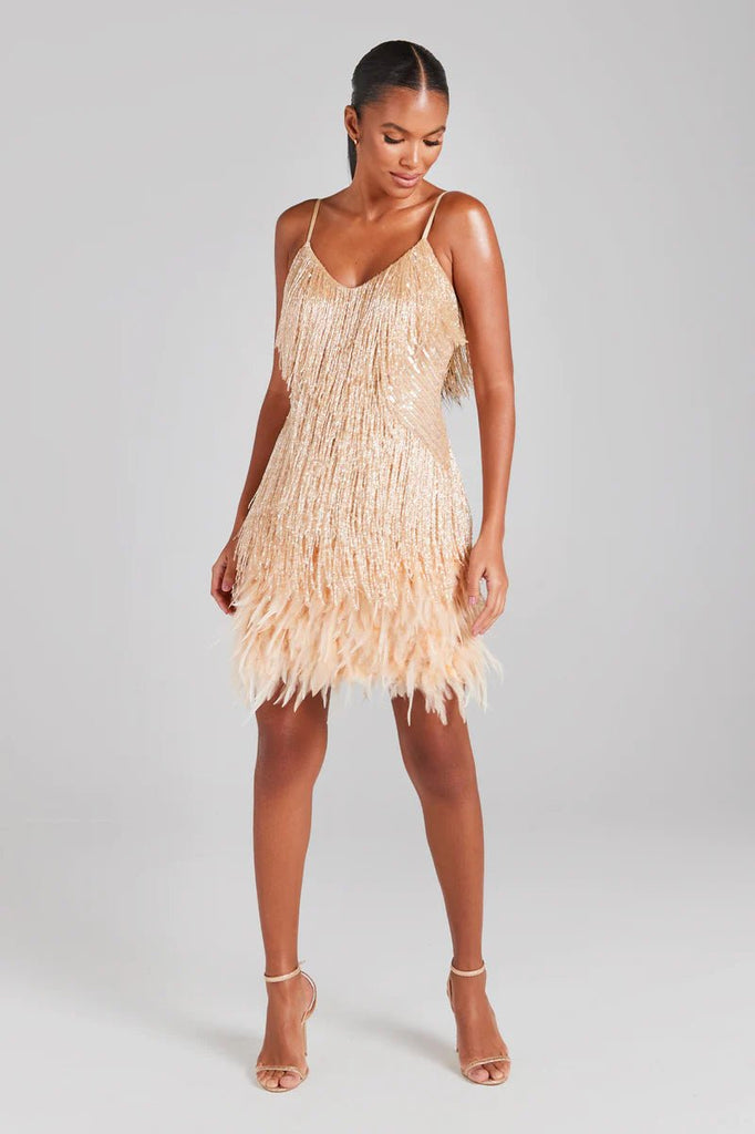 RENT Nadine Merabi Lottie Champagne Dress (RRP £495) - Rent Now from One Hit Wonders