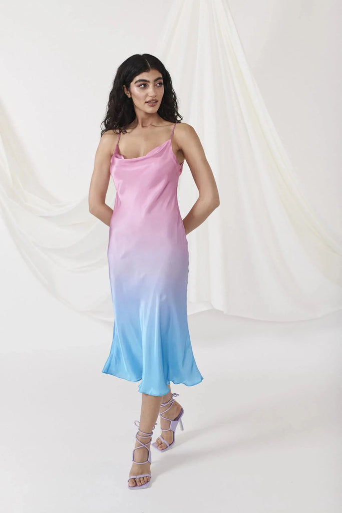 RENT Olivia Rubin Aubrey Blue Pink Ombre Slip Dress (RRP £310) - Rent Now from One Hit Wonders