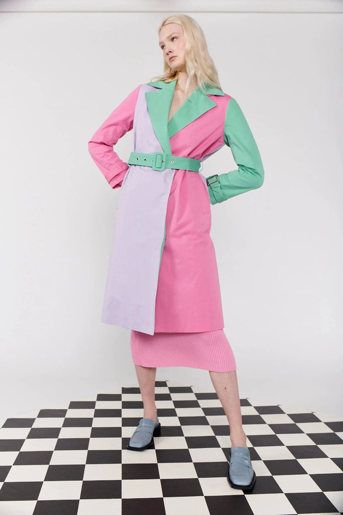 RENT Olivia Rubin Azalea Pink Colourblock Trench Coat (RRP £310) - Rent Now from One Hit Wonders